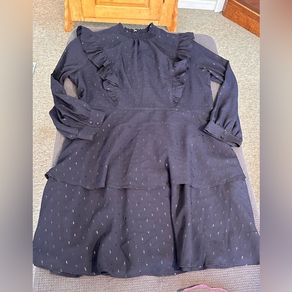 Express Dress Blue w/Silver Accents Great Detailing Long Sleeves NWT Size XL - Picture 5 of 15